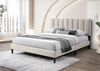 Home Collective Polsterbett 140x200 160x200 & 180x200 cm mit Lattenrost und weichem Bezug (Bettgestell Doppelbett mit gepolstertem Kopfteil, robustes Gestell, hoher Liegekomfort), vertikaler Steppung, 180x200 cm, Beige Bild 5