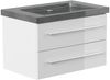 Badmöbel Granit G654 Damo 75 cm ohne Hahnloch SoftClose weiß hochglanz : Weiss hochglanz Bild 3
