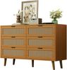 MODFU Kommode aus Holz, mit 6 Schubladen und Metallgriffe,B120/H76.5/T40 cm Bild 4