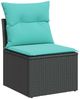 vidaXL 7-teiliges Gartensofa-Set mit Kissen, schwarzes Polyrattan 3227471 Bild 4