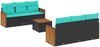 vidaXL 7-teiliges Gartensofa-Set mit Kissen, schwarzes Polyrattan 3227471 Bild 2