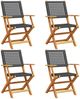 vidaXL Gartenstühle 4 Stk. Klappbar Schwarz Poly Rattan & Massivholz 3214556 Bild 2