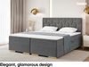 MEBLINI Boxspringbett mit Bettkasten - 120x200 - H4/Dunkelgrau Samt - Versal - Gepolstert Doppelbett mit Matratze und Topper - Polsterbett mit Stauraum - Bett mit Kopfteil - Stauraumbett Bild 3