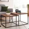Wohnling Wohnzimmertisch 2er Set Akazie Massivholz / Metall Beistelltisch Eckig | Design Couchtisch mit Metal Bild 3