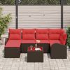 vidaXL Sofa Set mit Kissen 7 pcs Braun und Rot Poly-Rattan 3354793 Bild 3