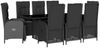 vidaXL 9-tlg. Garten-Essgruppe mit Kissen Schwarz Poly Rattan 3213531 Bild 2