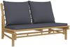 vidaXL 2-tlg. Garten-Lounge-Set mit Dunkelgrauen Kissen Bambus 363458 Bild 5