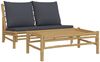 vidaXL 2-tlg. Garten-Lounge-Set mit Dunkelgrauen Kissen Bambus 363458 Bild 2