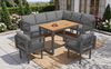 6-teiliges Gartenlounge-Set, Ecksofa mit 2 Sesseln & Tisch, wetterfestes Stahlgestell, Seilgeflecht-Design, Sitzkissen in Grau/Beige, Outdoor Lounge für Balkon & Terrasse Bild 5