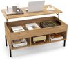 COSTWAY Couchtisch, höhenverstellbar, anhebbar, mit Stauraum & Fächern, Holz Bild 4