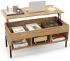 COSTWAY Couchtisch, höhenverstellbar, anhebbar, mit Stauraum & Fächern, Holz Bild 5