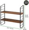 Wandregal 2 Böden Holz MDF Hängeregal Metall naturfarben/schwarz 60cm mDesign Bild 3