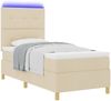 vidaXL LED Boxspringbett mit Matratze Creme 90 x 200 cm Stoff 3343073 Bild 3