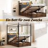 Multifunktionales Eiseneinzelbett 90*190,mit Hydraulisch anhebbarer Bettstauraum und schmiedeeisernem Baldachin,mit abnehmbaren Bettpfosten mit LED-Beleuchtung und USB-/Typ-C,Jugendbett,schwarz Bild 4