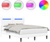 vidaXL Bettrahmen mit LED-Lichtleisten Weiß 120 x 190 cm Kunstleder 42027974 Bild 2