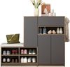 Schuhaufbewahrungsbank & Schuhschrank, multifunktionales Schuhregal mit gepolstertem Sitz und verstellbaren Regalen, geeignet für Flur und Eingangsbereich, Grau, 140/35/110cm Bild 3