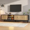 Merax Lowboard mit LED-Beleuchtung und App Steuerung, TV Schrank in Holzoptik (1 St), Wohnzimmerschrank mit 3 Türen, Glasregal & Stauraum, 175x31x43,5cm Bild 4