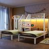 Etagenbett aus Metall und MDF mit LED, Stauraumstufen & Schreibtisch, 90x200 cm, Weiß, ohne Matratze Bild 2