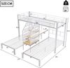 Etagenbett aus Metall und MDF mit LED, Stauraumstufen & Schreibtisch, 90x200 cm, Weiß, ohne Matratze Bild 4