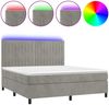 vidaXL Boxspringbett mit Matratze & LED Hellgrau 160x200 cm Samt 3136251 Bild 2