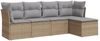 vidaXL 5-tlg. Garten-Sofagarnitur mit Kissen Beige Poly Rattan 3217559 Bild 2