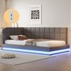 Flieks Polsterbett, Leinen Daybett Tagesbett Schlafsofa 90x200cm mit LED und USB Aufladen Bild 2