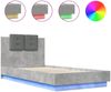 vidaXL Bettgestell mit Kopfteil und LED-Leuchten Betongrau 75x190 cm 3210069 Bild 2