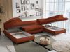 Ecksofa U-Form, mit Bettkasten, Bettfunktion und Einstellbare Kopfstützen, Sofa big XXL - PETER U - Orange Plüsch - Topper T25 Bild 3