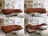 Ecksofa U-Form, mit Bettkasten, Bettfunktion und Einstellbare Kopfstützen, Sofa big XXL - PETER U - Orange Plüsch - Topper T25 Bild 2
