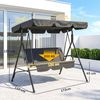 Outsunny Hollywoodschaukel wasserabweisende Schaukelbank für Garten, 3-Sitzer, mit verstellbarem Dach, Schwingbank, 1 tlg, Gartenschaukel, Stahl Schwarz 172 x 110 x 153 cm Bild 3