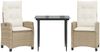 vidaXL 3-tlg. Garten-Essgruppe mit Kissen Beige Poly Rattan 3212802 Bild 2