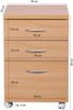 Wohnling Rollcontainer DOCK 40 x 60 x 45 cm Unterschrank mit Rollen Buche Bild 5