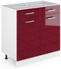 Küchenunterschrank R-Line Rot Hochglanz 80 cm ohne Arbeitsplatte Vicco Bild 4