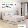 Juskys Polsterbett Catania - Bubble Design, gepolstertes Kopfteil, inkl. Matratze - 140 x 200 cm - Creme Bild 2