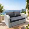 2er Lounge Sofa VITA Eierschalenweiß Polyrattan Gartenmöbel Couch Gartensofa Bild 3