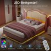 HOMAVO 140×200 cm Polsterbett, Kinderbett, Rosa, Samt, Doppelbett, mit LED-Beleuchtung Bild 5