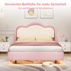 HOMAVO 140×200 cm Polsterbett, Kinderbett, Rosa, Samt, Doppelbett, mit LED-Beleuchtung Bild 2