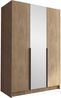 Drehtürenschrank Cikzori II, Kleiderschrank mit 3 Türen, Frontspiegel (Farbe: Eiche Cremona / Eiche Cremona + Schwarz) Bild 3