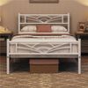 Yaheetech Metallbett mit Lattenrost, Wolkenmuster, Metall Weiß, 90x200 cm Bild 3