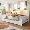 Ausziehbett 90×200 cm mit LED, USB und Regal, Weiß, ohne Matratze Bild 4