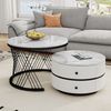 Couchtisch-Set rund, groß 60×60×46 cm und klein 50×50×31 cm, Hochglanz-Marmoroptik, MDF Bild 2