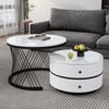 Couchtisch-Set rund, groß 60×60×46 cm und klein 50×50×31 cm, Hochglanz-Marmoroptik, MDF Bild 5