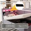 Schlafsofa, Samt mit LED & USB-Anschluss, Stauraum, 90x200 cm, Hellgrau, ohne Matratze Bild 5