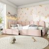 Tagesbett 90x200 cm Rosa Samt mit 2 Schubladen, Schlafsofa mit Stauraum, Polsterbett für Kinderzimmer & Gästezimmer Bild 3