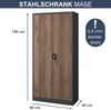 Aktenschrank abschließbar JAN - 5 Ebenen verstellbar, Flügeltüren | Metallschrank Werkstatt Mehrzweckschrank Büroschrank aus Stahl Werkzeugschrank, 185x90x40cm Anthrazit-Nussbaum Bild 2