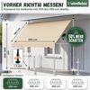 Heimfleiss® Klemmmarkise Klemmmarkise Balkon ohne Bohren Sonnenschutz UPF 50+ Klemmmarkise 250 cm breit, beige, höhenverstellbar Bild 2