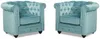 Vente-unique - CHESTERFIELD Sessel SamtStoff Blau - B 78 cm x H 72 cm x L 82 cm Bild 4