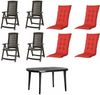 SET Aruba 4 x Klappsessel graphit, 1 x Tisch graphit, 4 x Auflage red Bild 2