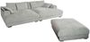 KAWOLA Big Sofa MADELINE Cord hellgrau mit Hocker / 4 Zierkissen / Armlehntablett schwarz 85 x 170 x 290 cm Bild 3