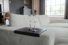 KAWOLA Big Sofa MADELINE Cord hellgrau mit Hocker / 4 Zierkissen / Armlehntablett schwarz 85 x 170 x 290 cm Bild 5